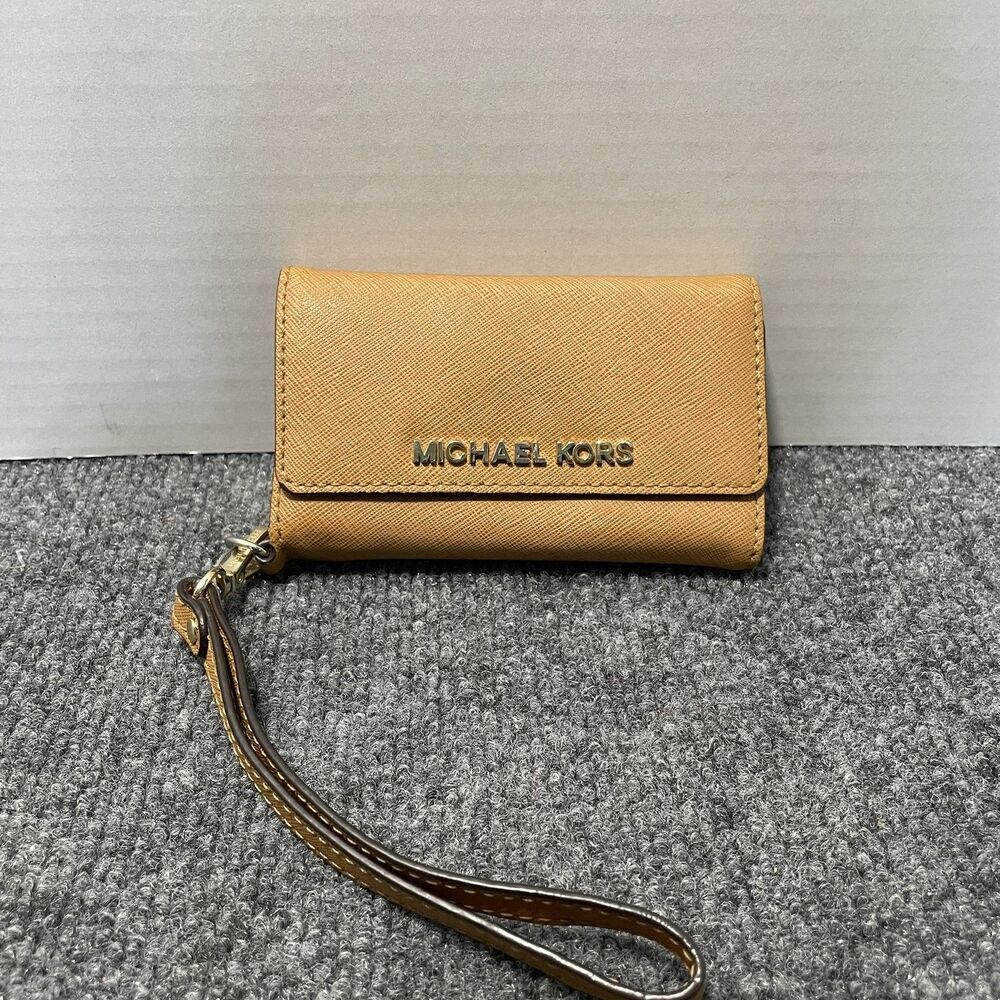 Michael Kors Wristlet Wallet Womens Small Saffiano Leather Phone Case Card Slots